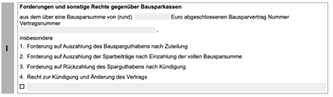 Modul I: Forderungen und sonstige Rechte gegenüber Bausparkassen 